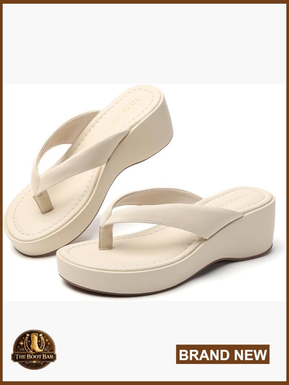 Round Toe Wedge Thong Flip Flops Women's Platform Sandals Slide Comfort